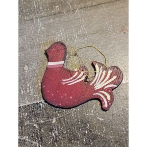 Wooden red bird ornament Xmas decor